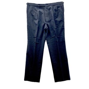 Traditions Dress Pants Men's 39x32 Charcoal 100% Wool Pleated Knit Slacks